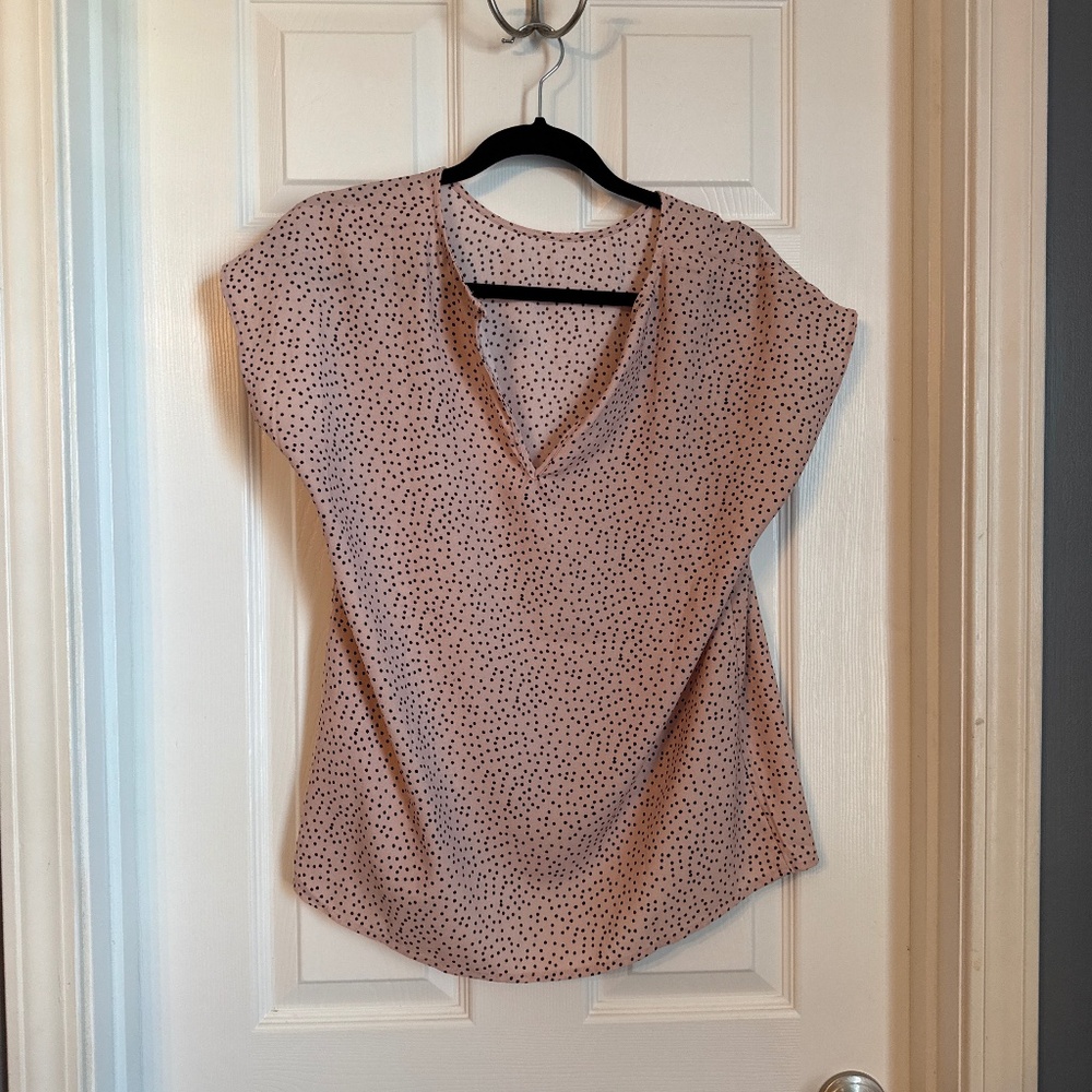 Pink and black polka dot Halogen blouse
